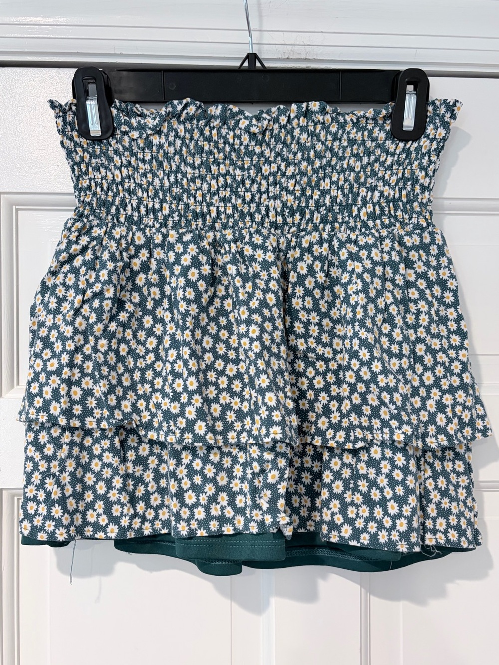 Wallflower Green Daisy Smocked Tiered Mini Skirt